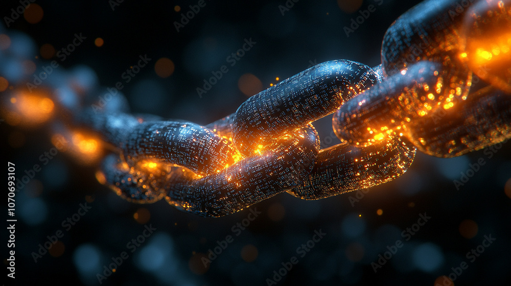 close-up shot of a chain, with each link intricately designed, symbolizing strength, unity, and interconnectedness. The detailed texture emphasizes resilience and the power of connections close-up shot of a chain, with each link intricately designed, symbolizing strength, unity, and interconnectedness. The detailed texture emphasizes resilience and the power of connections