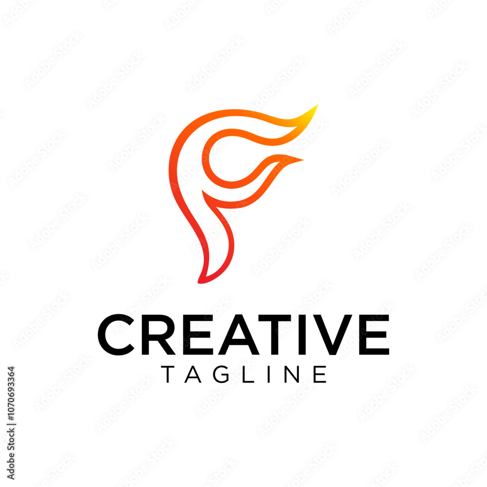 letter F with flame symbol logo modern simple letter F with flame symbol logo modern simple