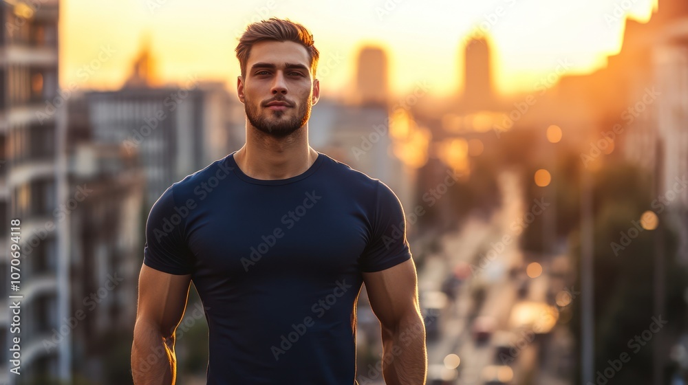 Man Looking at the City Sunset