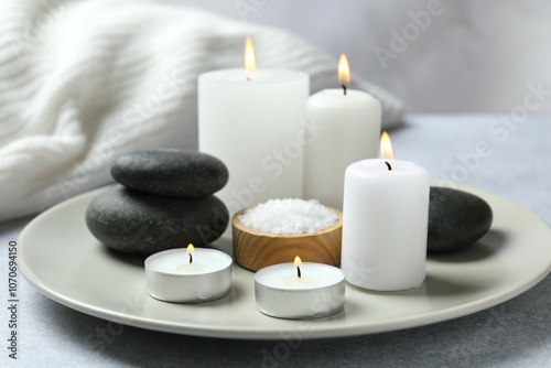 Beautiful composition with candles on the table