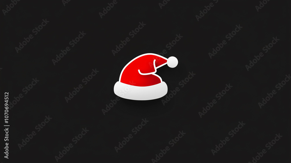 Minimalist Santa hat design with curved edges on dark background