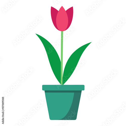 Stylish Tulip Flower Plant Art.