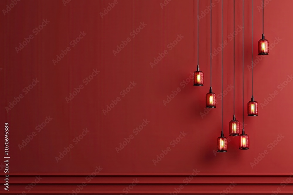Celebrate the vibrant festivities of chinese new year with floating red lanterns against a bold red background Celebrate the vibrant festivities of chinese new year with floating red lanterns against a bold red background