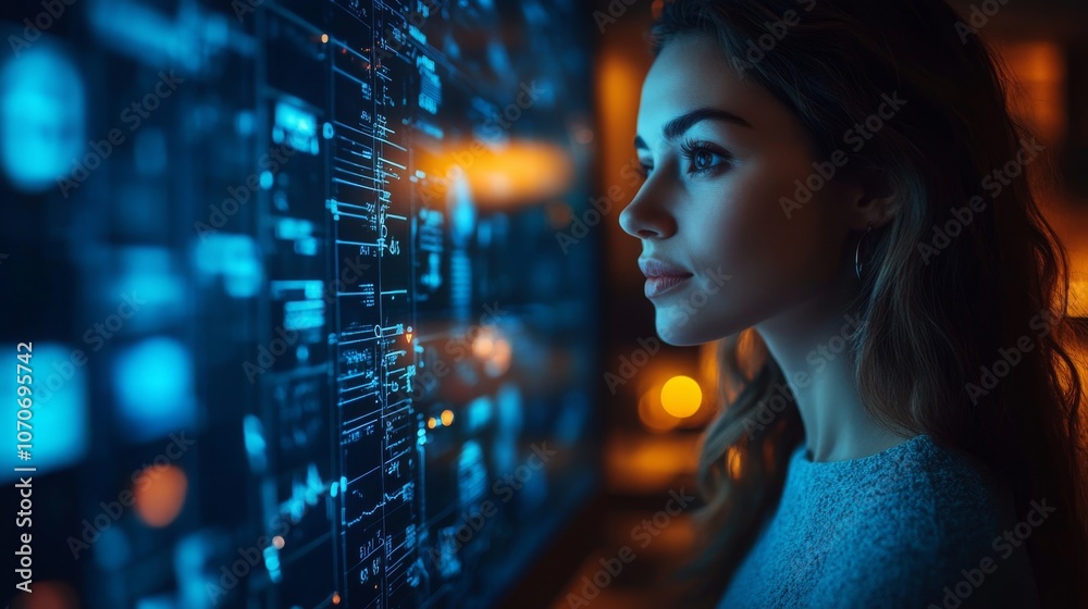 Exploring AI-driven holographic assistants in a futuristic workspace at night Exploring AI-driven holographic assistants in a futuristic workspace at night