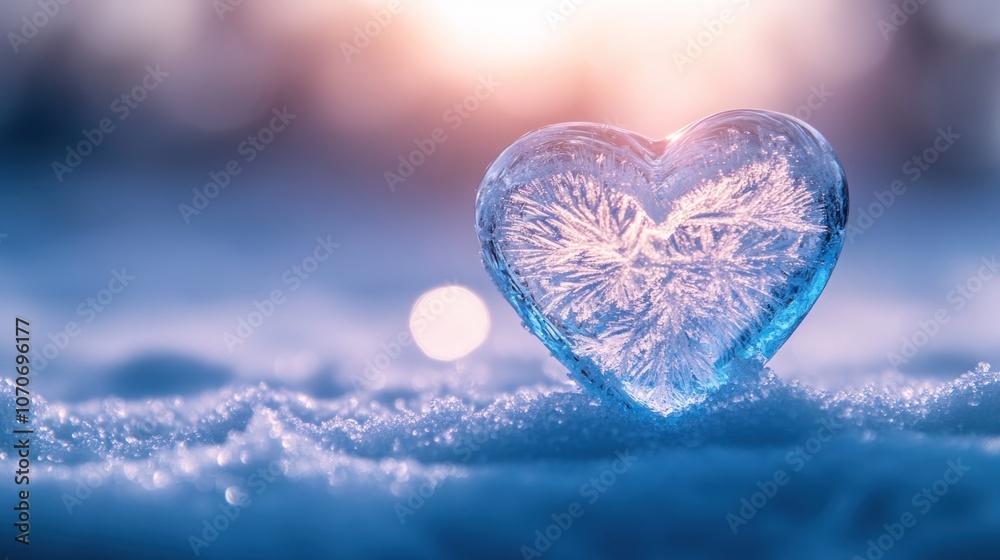 Fototapeta premium Frozen Heart in the Winter Landscape
