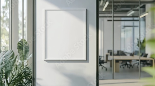 Blank Frame Mockup in Modern Office
