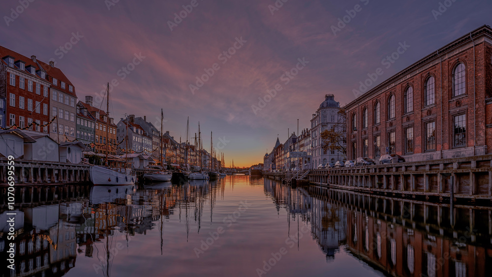 Nyhavn Harbour in Copenhagen during the blue hour