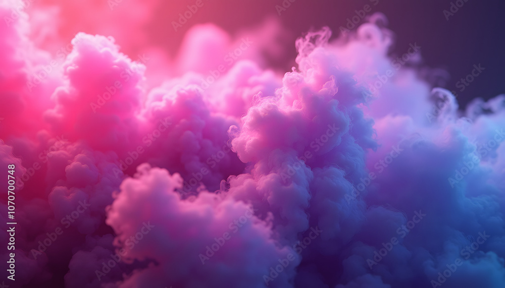 Fototapeta premium Electric smoke in vibrant pink and purple hues, abstract concept with copy space 