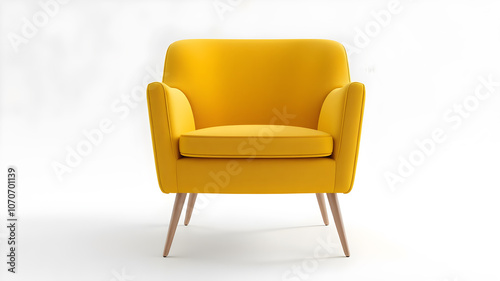 Yellow armchair isolated on white background. Interior design element