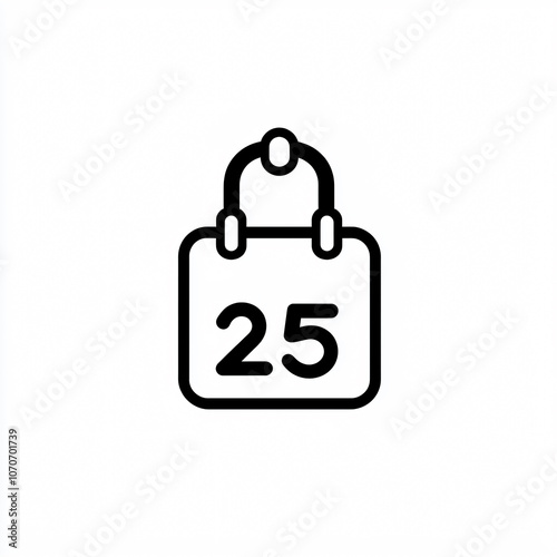 Simple calendar icon with number 25, representing holiday date