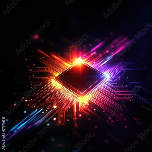 Explore the future of technology through a glowing semiconductor chip innovation