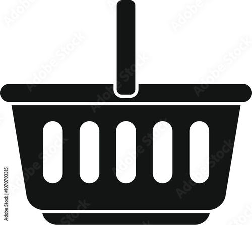 Black silhouette of an empty shopping basket, ready to be filled with groceries