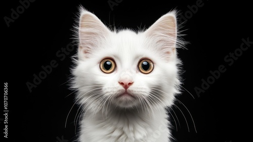 A Cute White Kitten with Big Eyes