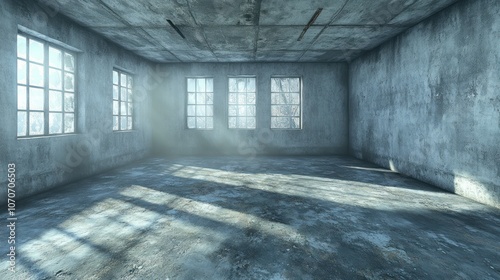 Empty room with sunlight through the windows.