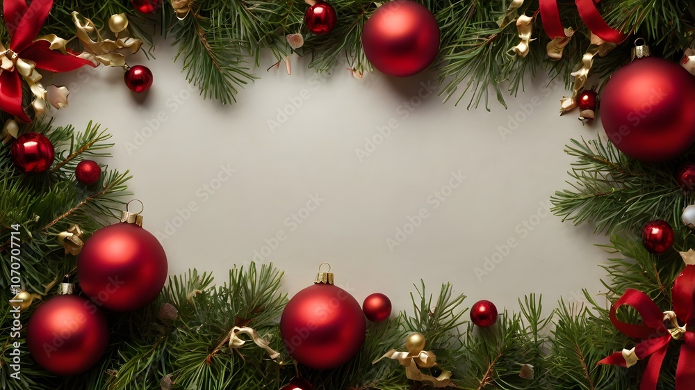 Fototapeta premium Christmas decorations with solid background