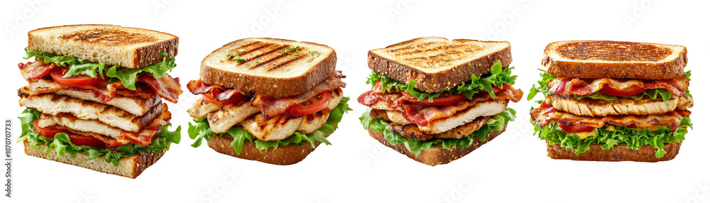 Delicious gourmet sandwich on transparent background Delicious gourmet sandwich on transparent background