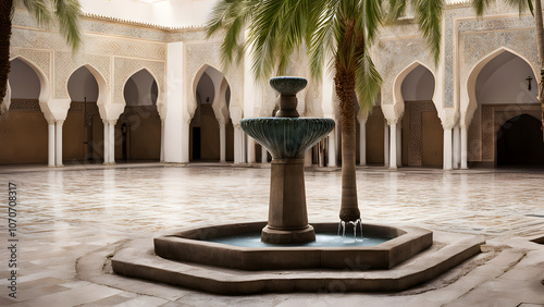 Wudu fountain in a mosque courtyard a peaceful scene of a wudu ablution fountain in the courtyard, AI Generated photo