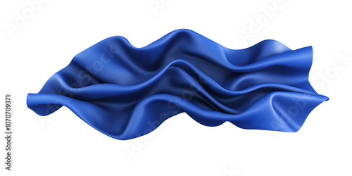 Blue fabric wave isolated on white background, perfect for textile or abstract design concepts, PNG