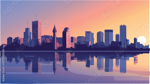 Montreal's Urban Beauty at Sunset .eps