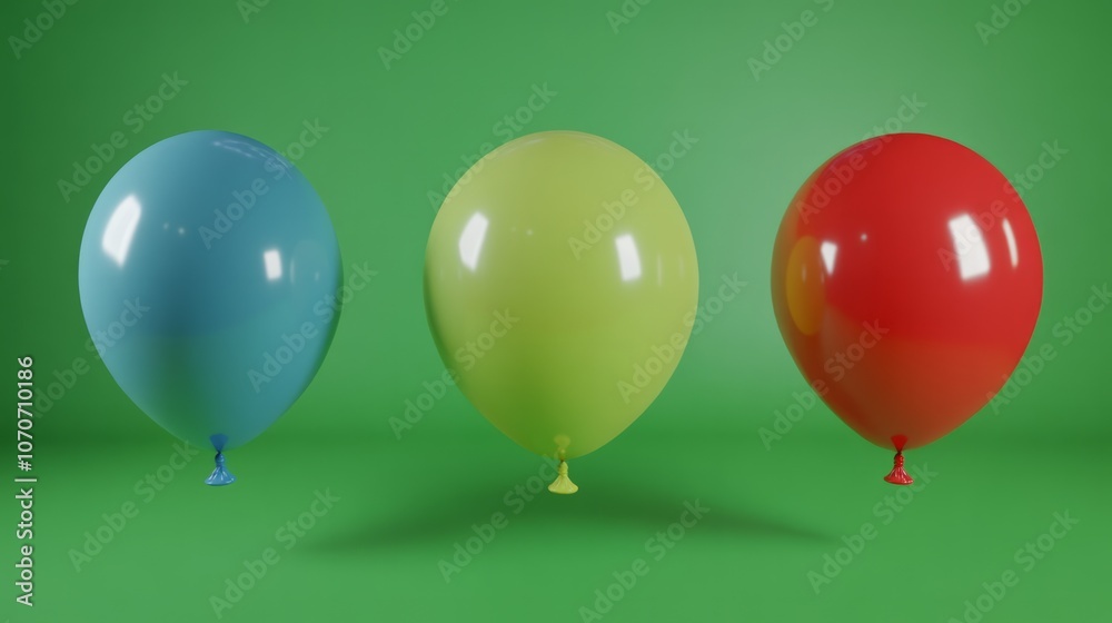 3d colorful balloons on plain green background 3d colorful balloons on plain green background