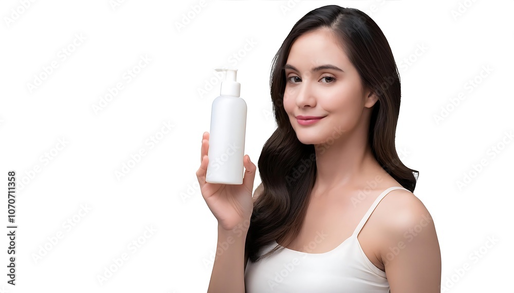 Smiling woman holding a cup of coffee, caring for her skin with beauty cream Smiling woman holding a cup of coffee, caring for her skin with beauty cream