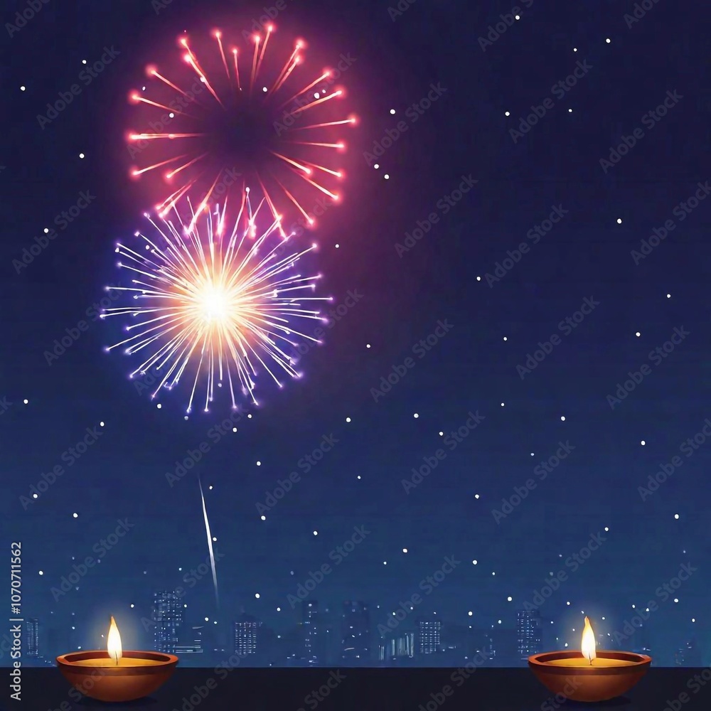 fireworks and firework on the night sky. fireworks and firework on the night sky.