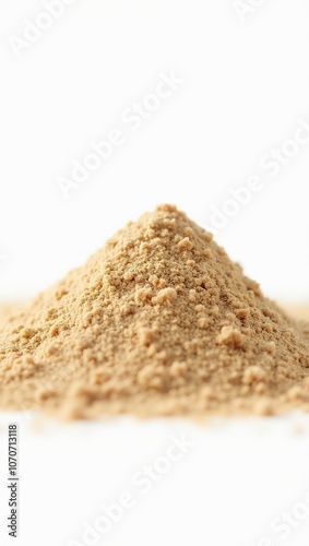 Macro image of sand pile isolated on a white background