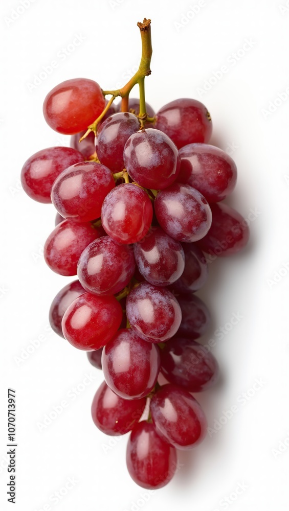Fototapeta premium Top view of fresh red grapes isolated on white background