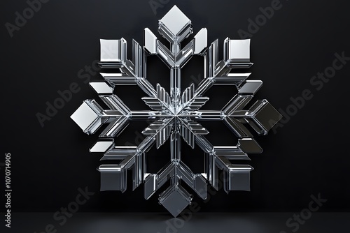 geometric design of silver snowflake pattern, representing holiday decoration, winter and abstract minimalist art