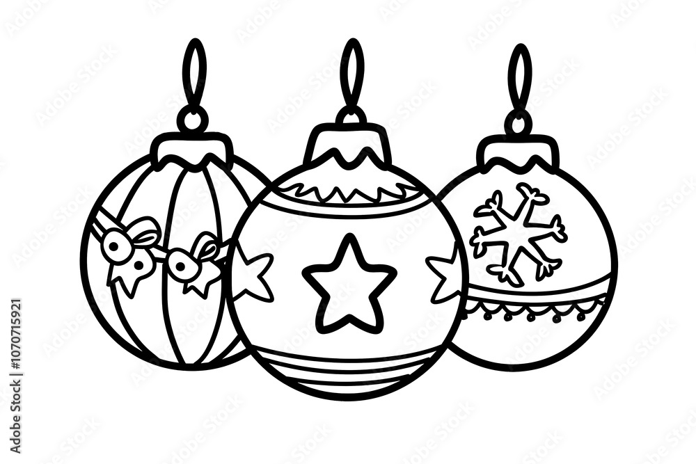 Fototapeta premium Christmas baubles coloring book for kids