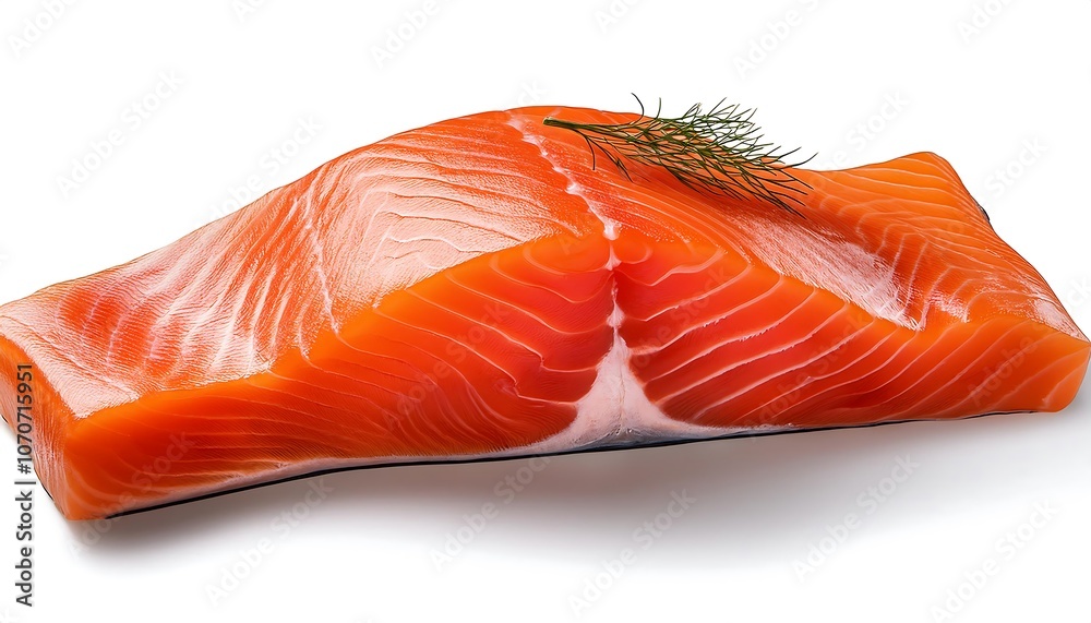 Raw salmon fillet, a vibrant red steak, ready for sushi or a gourmet meal