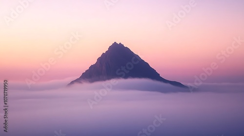 Wallpaper Mural A majestic island rises above the clouds at dawn, showcasing vibrant colors and a serene atmosphere Torontodigital.ca