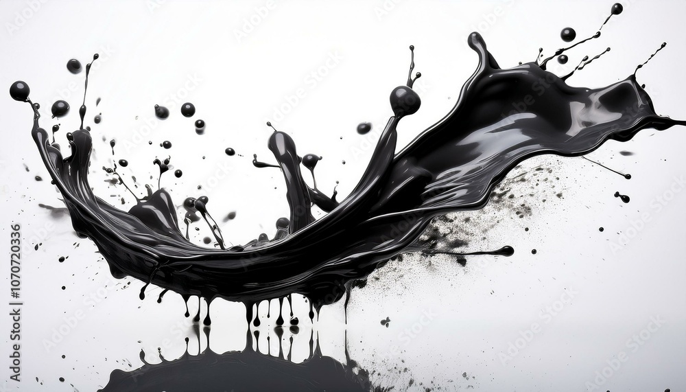 black paint in splash isolate on White background black paint in splash isolate on White background