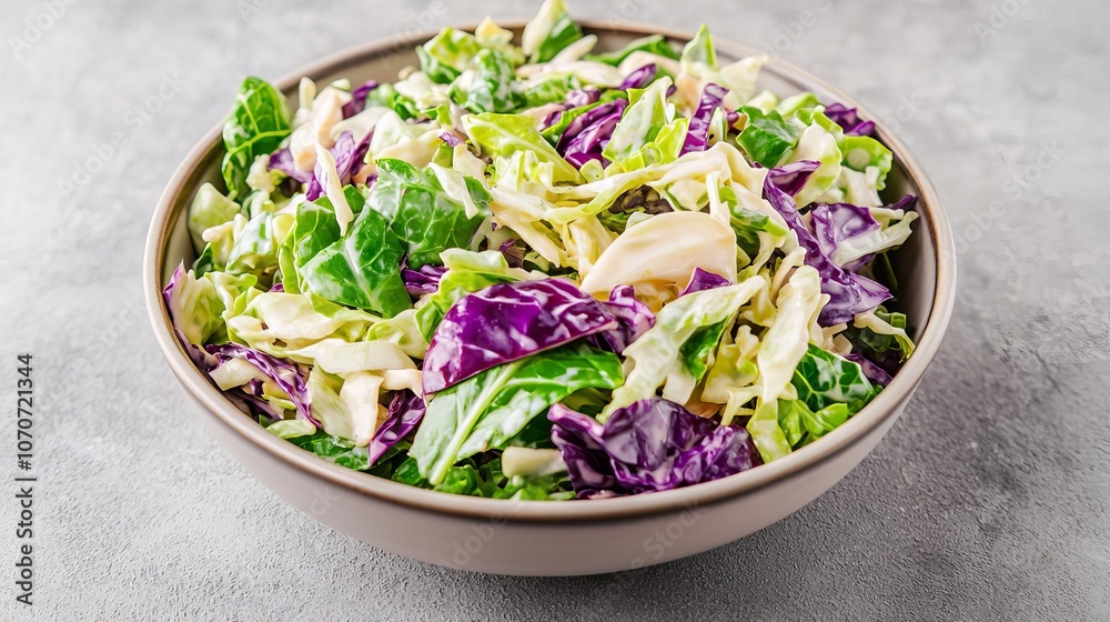 Twotone cabbage coleslaw with purple and green cabbage, artfully styled in a bowl, crisp textures and rich colors, food photography Twotone cabbage coleslaw with purple and green cabbage, artfully styled in a bowl, crisp textures and rich colors, food photography