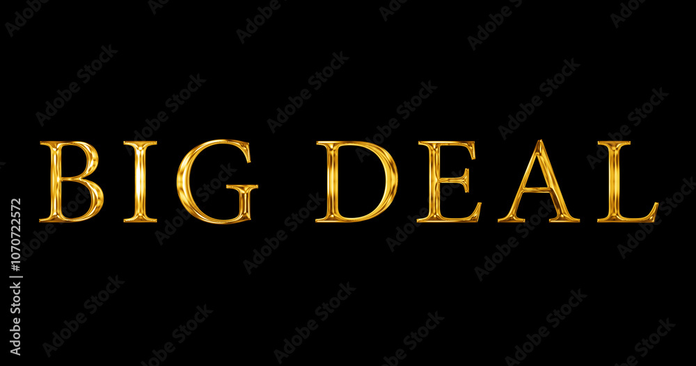 Obraz premium Cinematic title for BIG DEAL. Festive season 4K gold 'BIG DEAL' text bg. Holiday festive big sale advertisement asset. Signboard hanging flash winter Christmas Halloween Sales. Coupon marketing