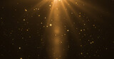 Shimmering golden particles gold flickering stars moving bg. Cinematic award show background. Christmas New Year 2025, 2026 wishes bg. Festive season celebration footage. Luxurious glamours asset.