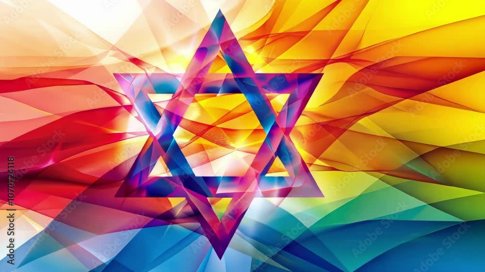 Vibrant star of david symbol on colorful background for jewish holidays. AI