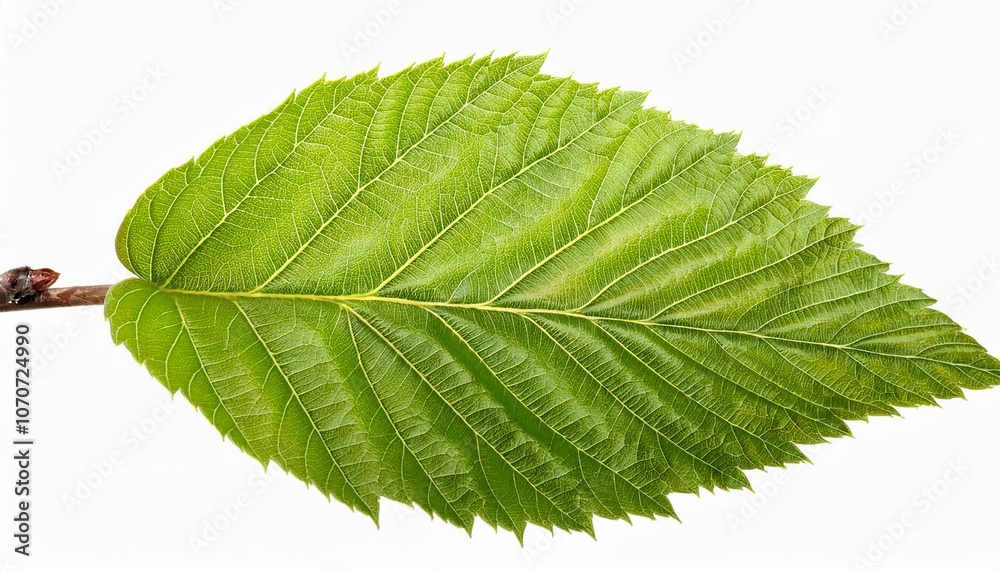 Fototapeta premium Bright green Spring leaves branch isolate on White background
