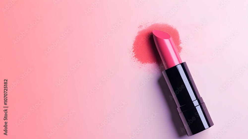Pink Lipstick on a Pink Background with Powdered Lipstick Pink Lipstick on a Pink Background with Powdered Lipstick