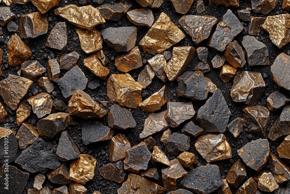 Close-up of Black and Gold Rough Gemstones Close-up of Black and Gold Rough Gemstones