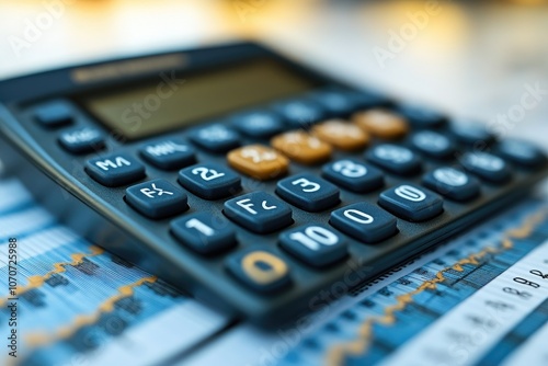 Close-up of Calculator on a Graph Chart
