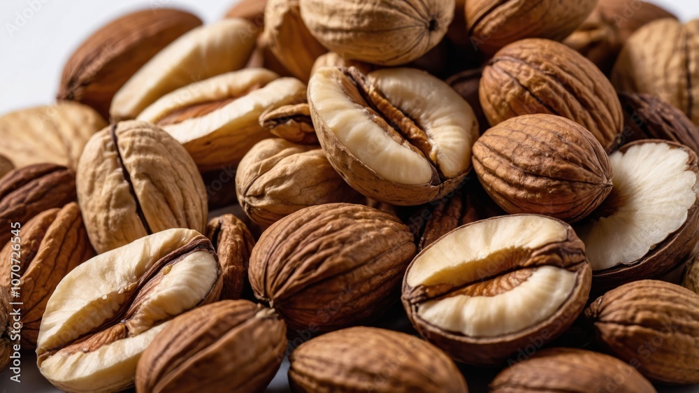 A close-up of various nuts, showcasing their textures and shapes. A close-up of various nuts, showcasing their textures and shapes.
