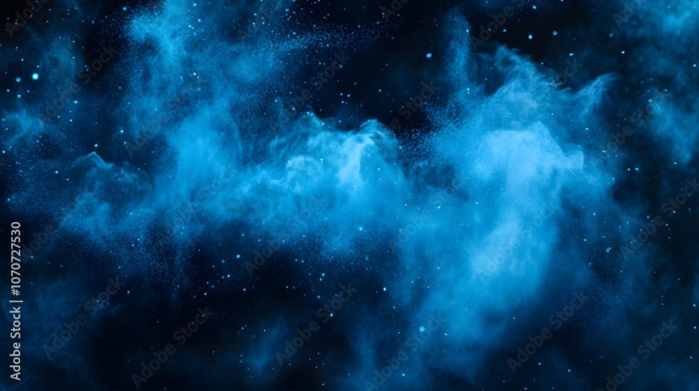 Fototapeta premium Abstract Blue Dust Explosion on Black Background