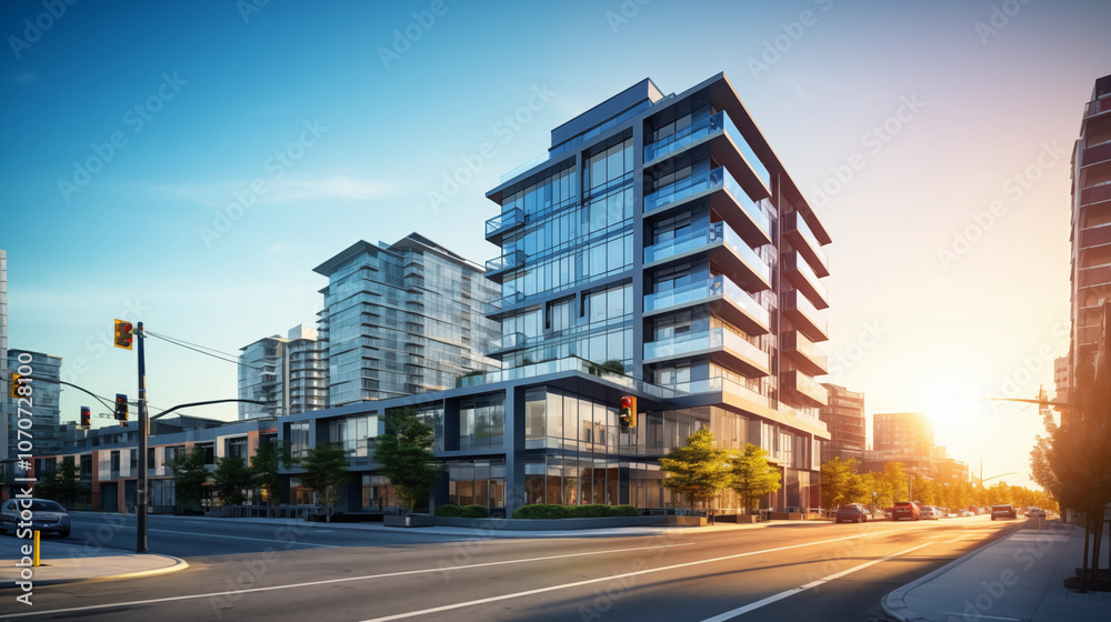 Obraz premium Newly Built Apartment Building. Condominium Building