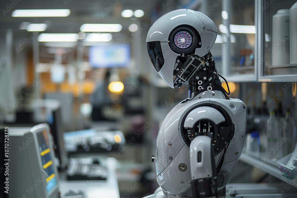 robot in action. modern robot in the future. close up. new technologies. AI Generated robot in action. modern robot in the future. close up. new technologies. AI Generated