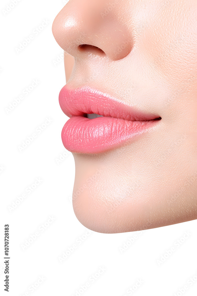 Gorgeous pink lips closeup isolated on white background Gorgeous pink lips closeup isolated on white background