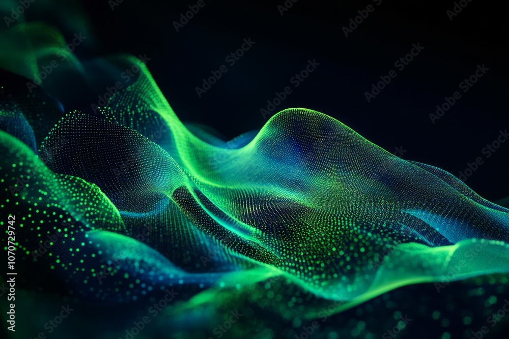 Digital technology background with green and blue light streaks, Digital technology background with green and blue light streaks,