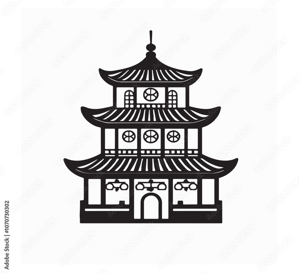 Chinese Traditional Building Vector Image isolated on white background. Chinese Traditional Building Vector Image isolated on white background.