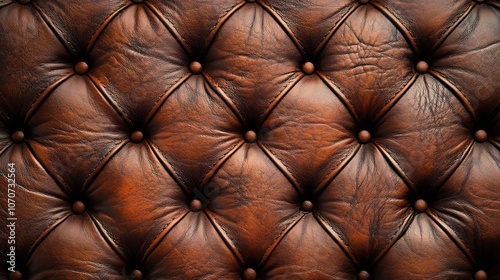 A close-up view of tufted brown leather upholstery, showcasing texture and craftsmanship.