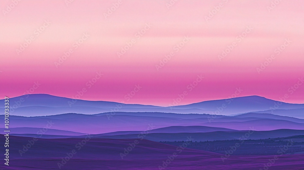 Serene Sunset Over Rolling Purple Hills Serene Sunset Over Rolling Purple Hills
